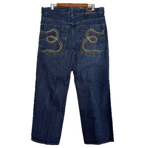 VTG Y2K ESMX Baggy Wide Leg Jeans Men's 38 x 31 Loose Fit Embroidered Pockets